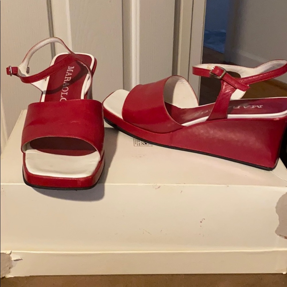 Red Italian leather shoes